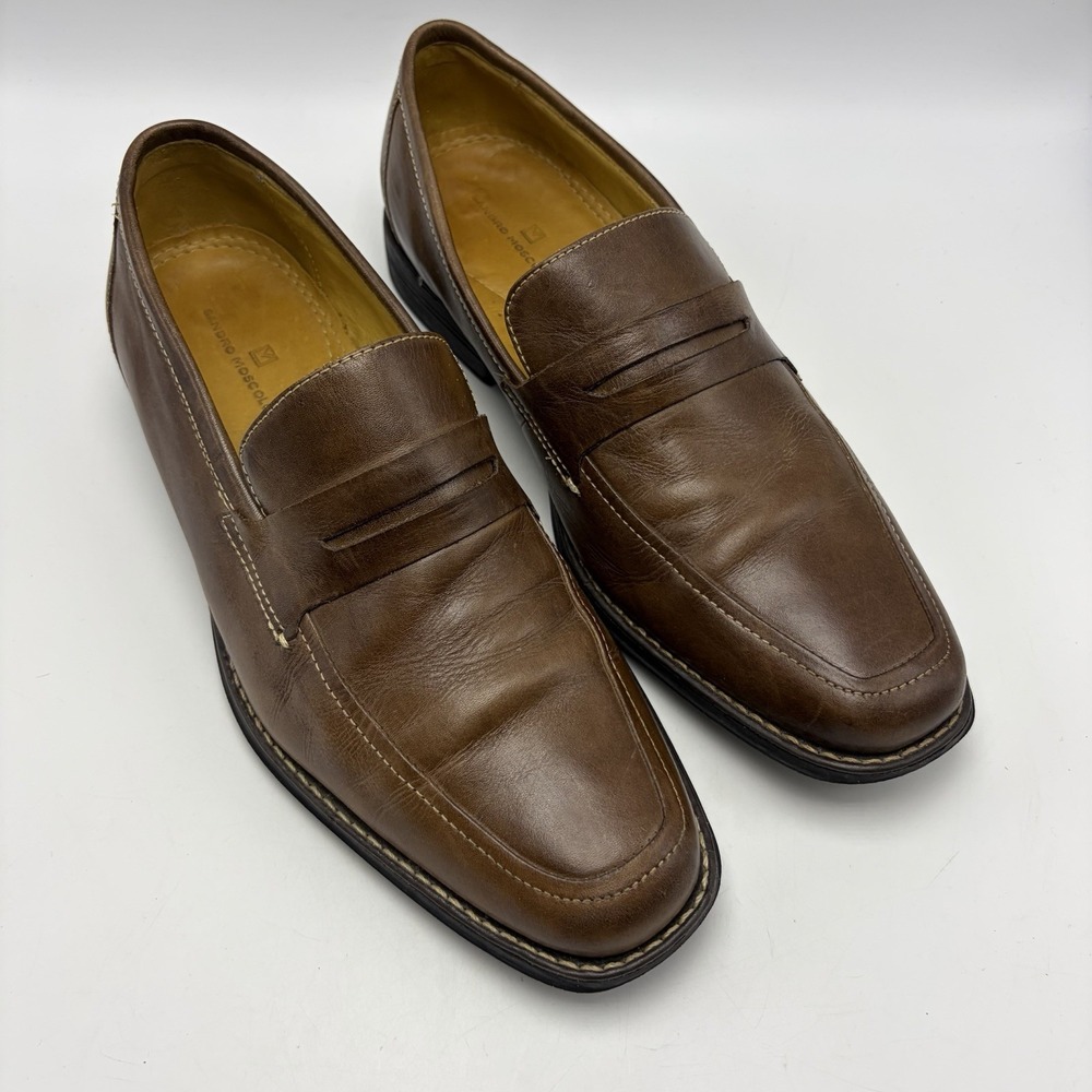 Sandro Moscoloni Mens 10 D Brown Leather Loafers Comfort Office Career Dress
